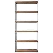 Casa Padrino luxury metal shelf cabinet with rustic oak shelves black/brown H. 230 cm