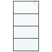 Vidaxl Pregrada za tuš črna 100x195 cm motno ESG steklo