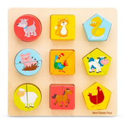 New Classic Toys Lesene vstavne puzzle - oblike in živali