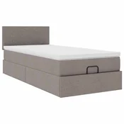 Vidaxl Otomanska postelja z vzmetnico taupe 90x200 cm blago