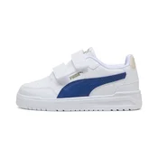 PUMA Shuffle Downtown Low Sneakers Kids, Shoes, White/Clyde Royal/Gold, 28