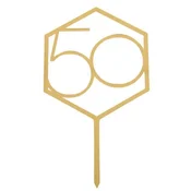 Akrilni okrasek za torto za 50. rojstni dan, zlat, številka 50