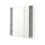 PAX / HASVIK Garderober, bela/v. sjaj bela, 200x66x236 cm