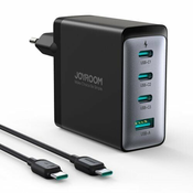 slomart gan joyroom polnilec jr-tcg04eu 100w 3x usb-c usb-a + usb-c/usb-c kabel 100w - črna