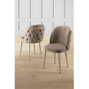 HANAH HOME Set stolica (4 komada) Axle Cappuccino Chrome