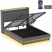 Homestar Posteljni okvir 214x1465x113 cm Siva z shranjevalnim prostorom