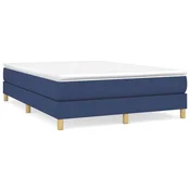 Vidaxl Posteljni okvir z vzmetmi moder 140x200 cm tkanina