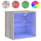 vidaXL vidaXL Nočna omarica z LED lučkami stenska siva sonoma, (20978611)