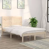 Greatstore Posteljni okvir iz trdnega lesa 135x190 cm 4FT6