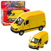 Dostavno vozilo, kovinsko, LEAN TOYS, 1:32, lučke, zvok, rumeno