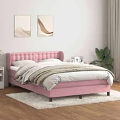 vidaXL vidaXL Box spring postelja z vzmetnico roza 160x210 cm žamet, (21829699)