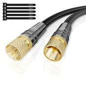 Nikcorp Satelitski antenski kabel HD 60 m, 2x F konektor, baker OFC, 4K UHD, trojno oklopljen za DVB-T2/C/S2, visokokakovosten signal
