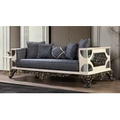 Casa Padrino luxury baroque sofa blue/white/black/gold - Handmade living room sofa with elegant pattern - Luxury living room furniture in the baroque style - Magnificent baroque furniture