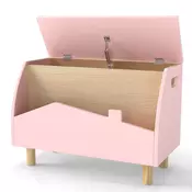 Northix Lesena škatla za igrače 60x30x44 cm s polico roza