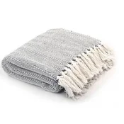 Vidaxl Pregrinjalo iz bombaža ribja kost 220x250 cm sivo