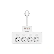 S-Link zaštitnik od prenaponskih udara – PRZ08 (15 cm, 210 džula, USB-A, 2xType-C, 16 A, 3,4 A/5 V, 3680 W, 4 Schuko uticnice, bijela)