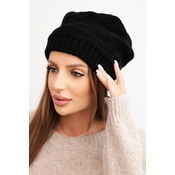 Kesi Womens winter hat made of wool with decorative weave K451 black