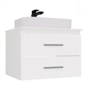 shumee NEL 60 KOPALNIŠKA OMARICA ZA UMIVALNIK BELA STENSKA VISEČA Z 2 PREDALOMA 60x50x45 CM