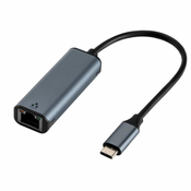 ART Adapter tipa C (moški) na RJ45 ETHERNET 10/100/1000 Mbps ART USBC-LAN OEM-C6, 0,15 m, siv