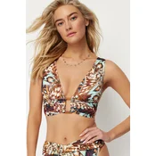 Trendyol Animal Patterned Triangle Bikini Top with Accessories