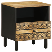 Krevetni ormaric crni 40x33x46 cm Puno grubo drvo Mango