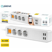 PLATINET pametni podaljšek,PSHS16AW, 3x Schuko, 4x USB-A