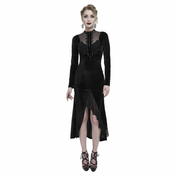 Ženska obleka DEVIL FASHION - Black Vintage Gothic Velvet Slit Long Sleeve Fishtail Party - ESKT039