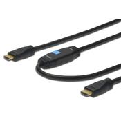 DIGITUS HDMI kabel z ojačevalcem in mrežno povezavo 15m črn High Speed (AK-330118-150-S)