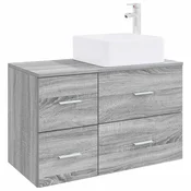 Vidaxl Komplet pohištva za kopalnico 2 pcs Siva Sonoma Inženirski les
