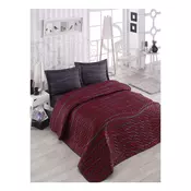 Komplet vinsko rdečega prešitega posteljnega pregrinjala za zakonsko posteljo in 2 prevlek za blazine Verda - Mijolnir