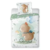 Faro posteljnina 2-delna Cuddles medvedek white/green