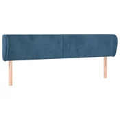 Vidaxl Vzglavje z ušesi temno modro 163x23x78/88 cm žamet