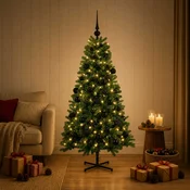 Umetna božična jelka z bučko 150 cm 150 LED Toplo bela