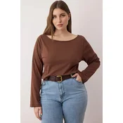 Trendyol Curve Ženska majica Tbbaw26Bf00001, Smeda