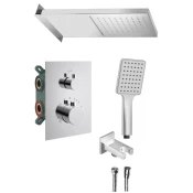 KIMURA Set za prikrito prhanje s termostatsko mešalno pipo, škatla, 3 izhodi, krom - Krom - Sapho - KIMURA - 72 - Medeninasti - Termostat - Lepilo - Drugo - Kvadratni - Vrtljivo - 14