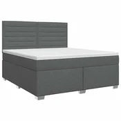 vidaXL Postelja boxspring z vzmetnico Temno siva 140 x 200 cm Blago