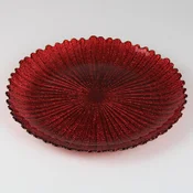 Stekleni servirni krožnik 33 cm, rdeč