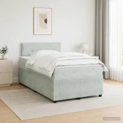 vidaXL Postelja boxspring z vzmetnico Svetlo siva 120 x 190 cm Žamet