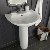 vidaXL Prostostoječi umivalnik & podstavek keramika bel 520x440x190 mm