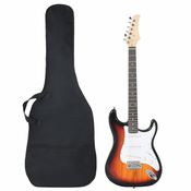 vidaXL Električna kitara za začetnike s torbo rjava in bela 4/4 39