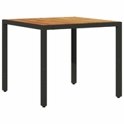 Vrtni stol s plocom od drva bagrema crni 90x90x75 cm poliratana