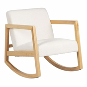 slomart gugalni stol bela naraven gumijast les tkanina 60 x 83 x 72 cm