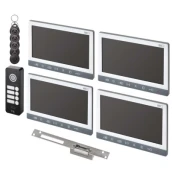 Set videodomofona EM-10AHD za 4 uporabnike z el. ključavnico odpr./zapr.