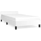 Vidaxl Posteljni okvir z vzglavjem brez vzmetnice bel 90x200 cm