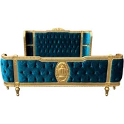 PompA¶A¶s by Casa Padrino luxury baroque double bed turquoise pattern/gold - Pompous baroque bed designed by Harald GlA¶A¶ckler - Bedroom furniture in baroque style - Baroque furniture
