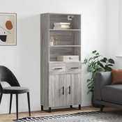 Greatstore Visoka komoda siva sonoma 69,5x34x180 cm inženirski les