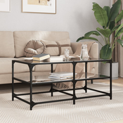 Stolic za kavu s crnom staklenom površinom 98,5x50x45 cm celik
