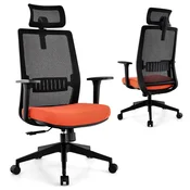 Costway Ergonomski pisarniški stol z ledveno oporo in nastavljivim naslonom za glavo črn