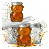 shumee 4x stekleni kozarci Teddy Bear 300ml Poročni krstni obhajilo za bonbone z medeno marmelado