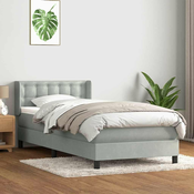 vidaXL vidaXL Box spring postelja z vzmetnico Svetlo siva 80x210 cm žamet, (21792157)